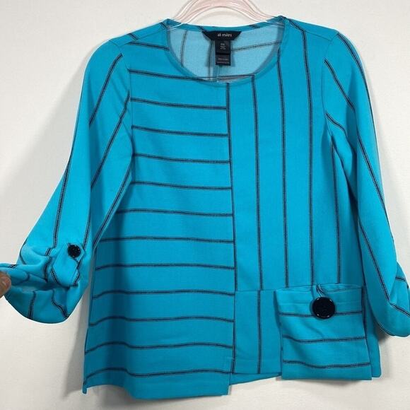 Ali Miles Art to wear Boho Blouse Women's PXS Blue/Black - Picture 5 of 10